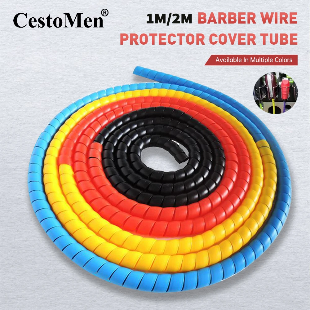 1M/2M Barber Wire Protector Cover Tube Spiral Cable Wrap for Electric Hair Clipper Trimmer Cord Organizer Salon Accessories