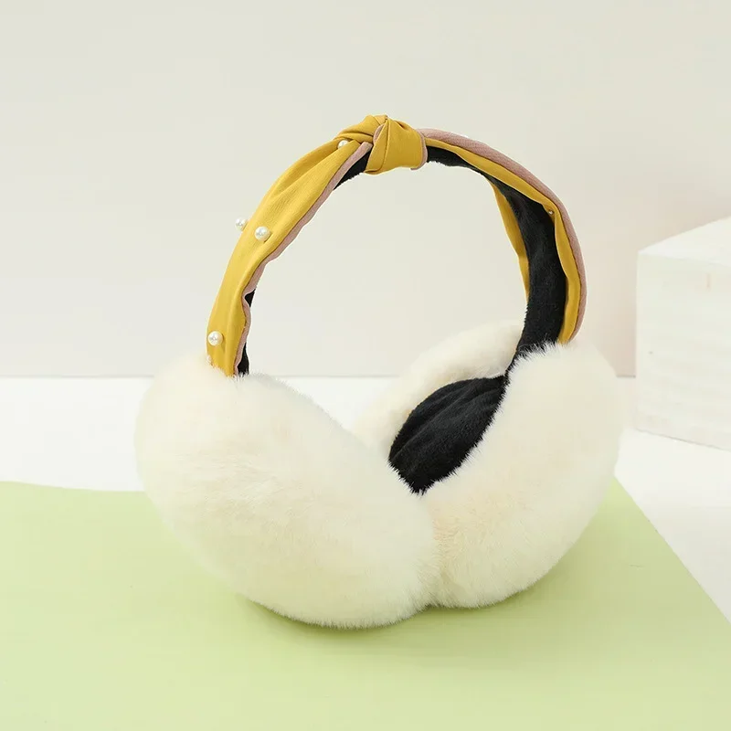 Pearl Fashion Warm Earmuffs Cute Plush Fur Headphones Fashion Unisex Ear Warmer Solid Color Girls Headband Ear Muff Ear Cover