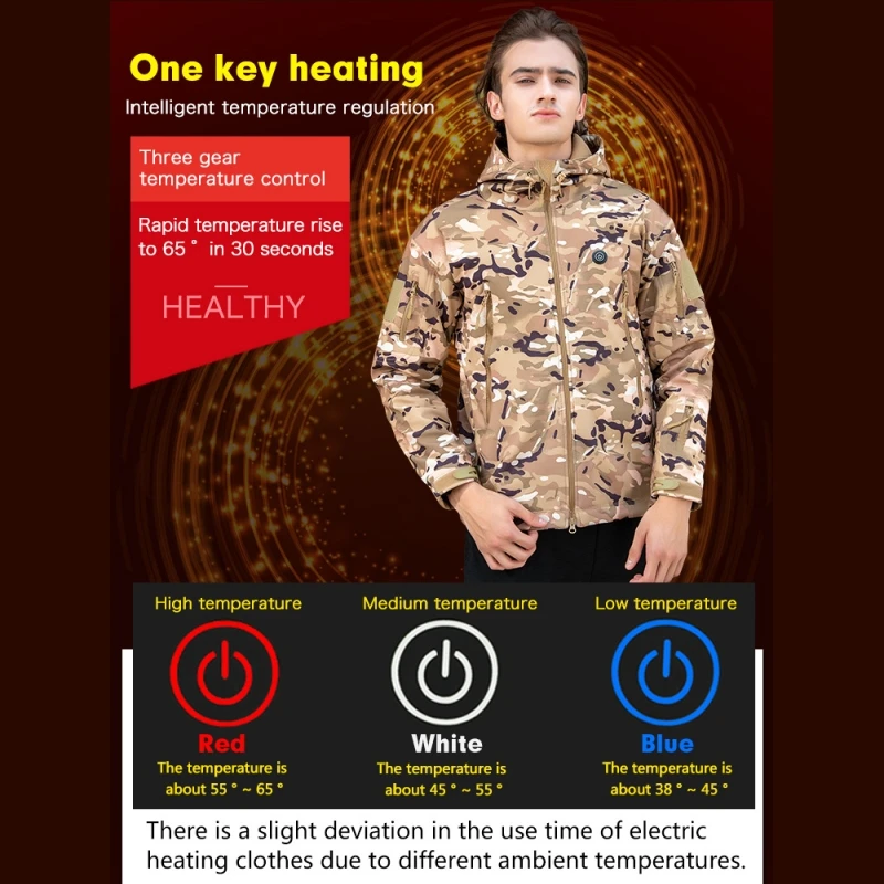 Outdoor Heating Shell Jackets Man Warm Winter Mountaineering Clothing Intelligent Thermal Windbreaker Unisex Hoodies Heat Jacket