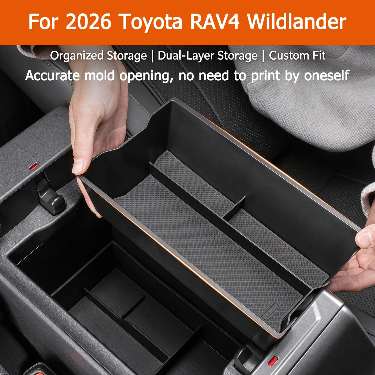 Center Console Organizer Tray Upper Lower Double Layer Armrest Storage Box For 2026 Toyota RAV4 Wildlander Insert Set