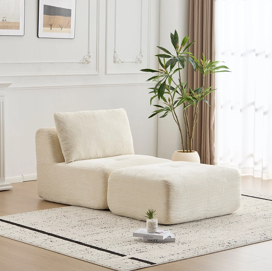 Modern Sponge Filled Modular Sofa Set Pet-Friendly Cloud Design for Apartment & Hotel Living Rooms Single Chaise Longue