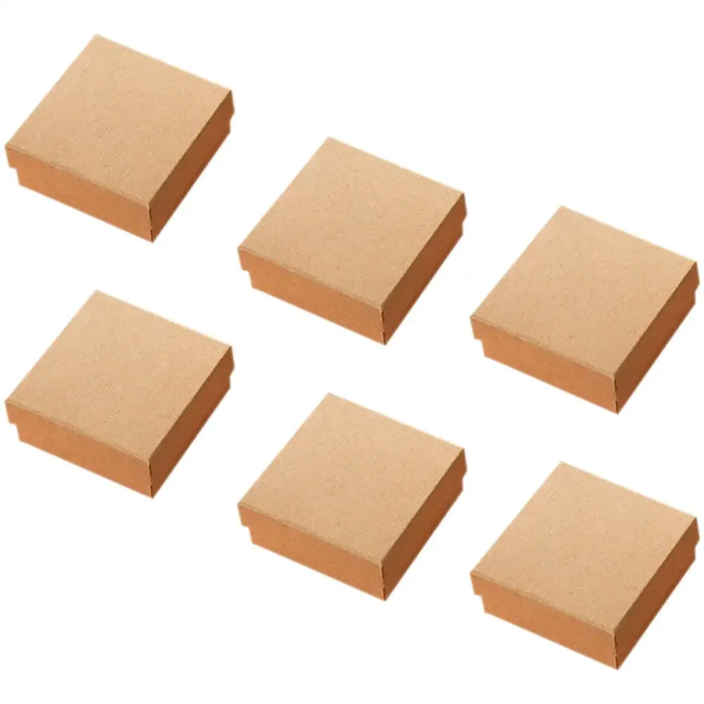 

6 Pcs Mini Jewelry Gift Box 7x7x3cm Sponge Lined For Rings Earrings Necklaces Bracelets Storage Small Lidded Container Household