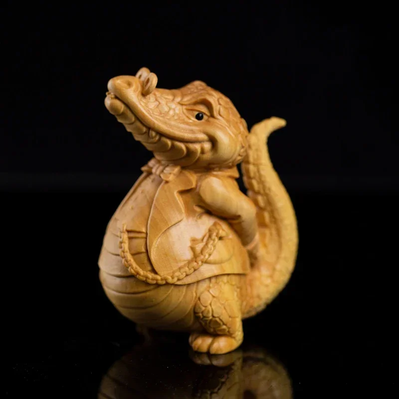 

Handmade Wooden Doctor Crocodile Statue, Unique Wood-Carved Cartoon, Artistic Craft, Delightful Home Decor