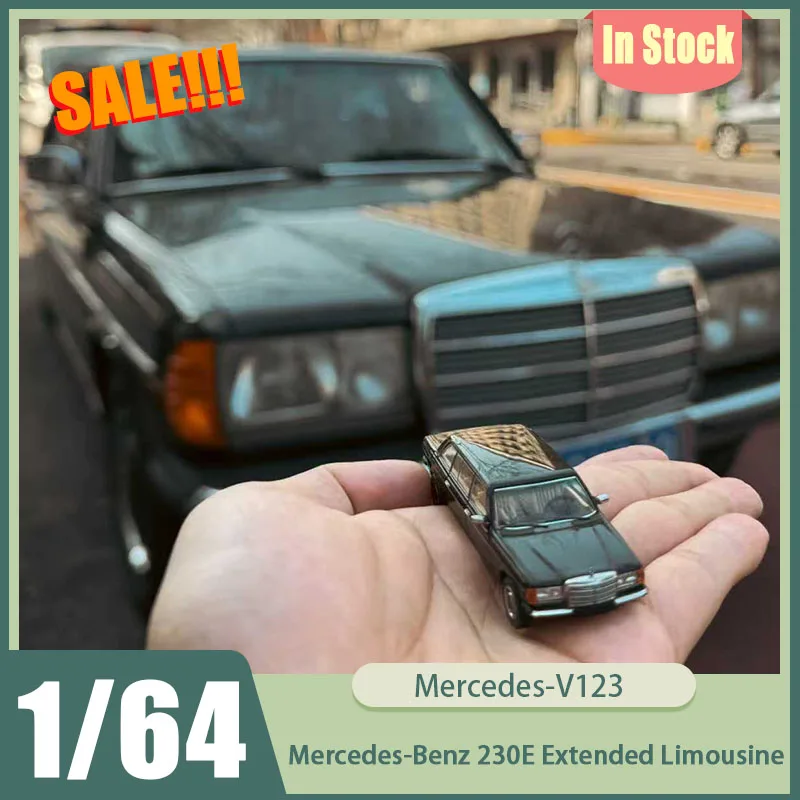 

New Goc 1:64 Mercedes-Benz W123 230e Limited Edition Limo Diecast Black Classic Luxury Sedan Collectible Toys Kid Premium Gifts