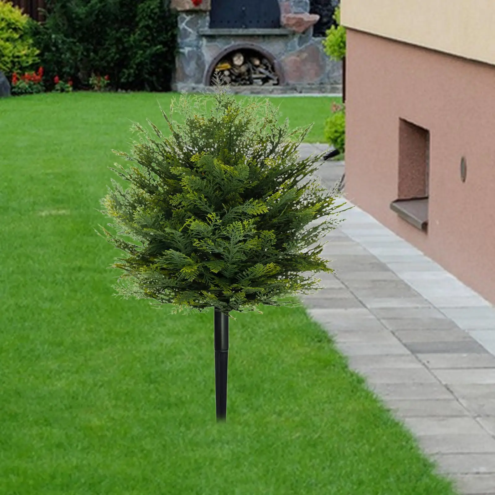 

Artificial Tree Stake with Lifelike Petals PP Material Outdoor Decorative Plant for Entryway Pathway and Lawn