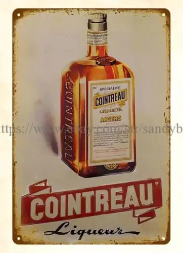 Cointreau liqueur metal tin sign rusty collectible wall art