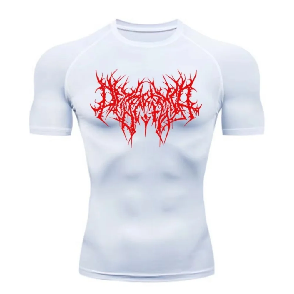 Men's sports quick drying tight fitting shirt - Fury printed men's T-shirt - Fitness jogging sports short sleeved shirt
