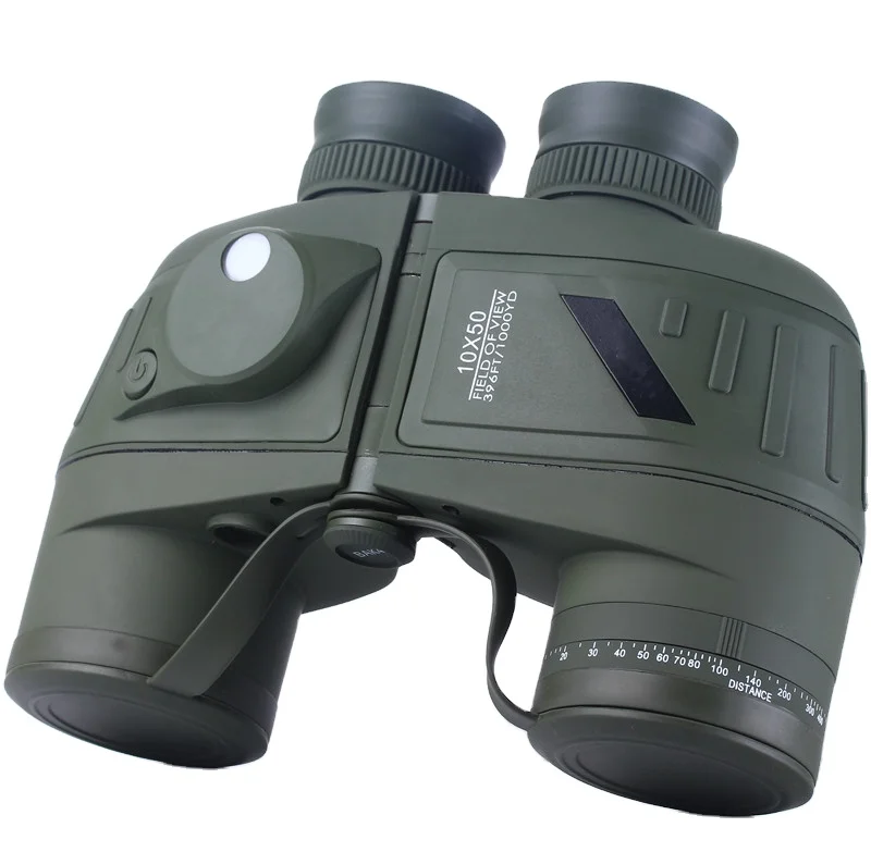 

High Magnification Green 10x50 Binoculars Telescope Wide Angle With Compass For Hunting Camping