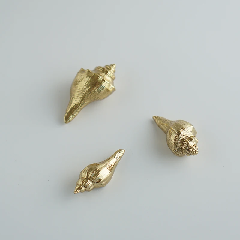 Creative Conch Shaped Handles Solid Brass Drawer Cabinet Door Knob Shoes Cabinet Furniture Handle Gold Decoration Pulls Hardware
