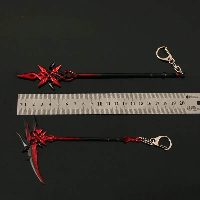 21cm Genshin Impact Sickle Weapon Arlecchino Crimson Moon\'s Semblance Model Keychain Metal Material Cool Dispaly Toys Gifts Kids