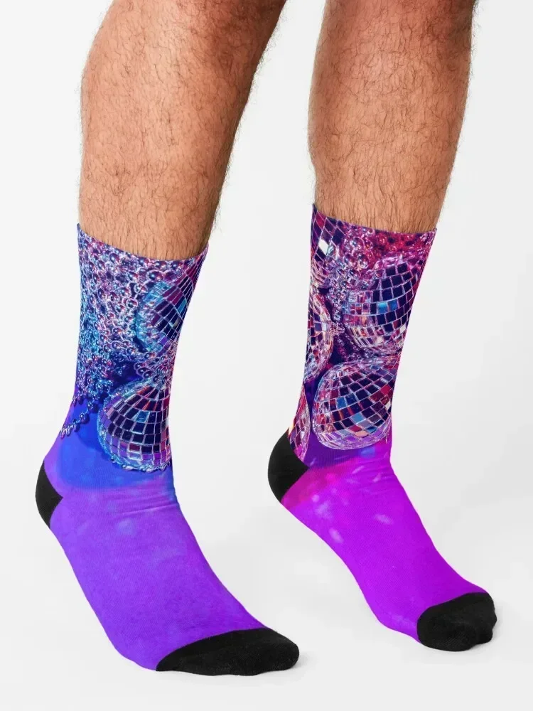 Shiny small disco balls sparkling beautiful purple light Socks ankle loose short kids Socks For Man Women's