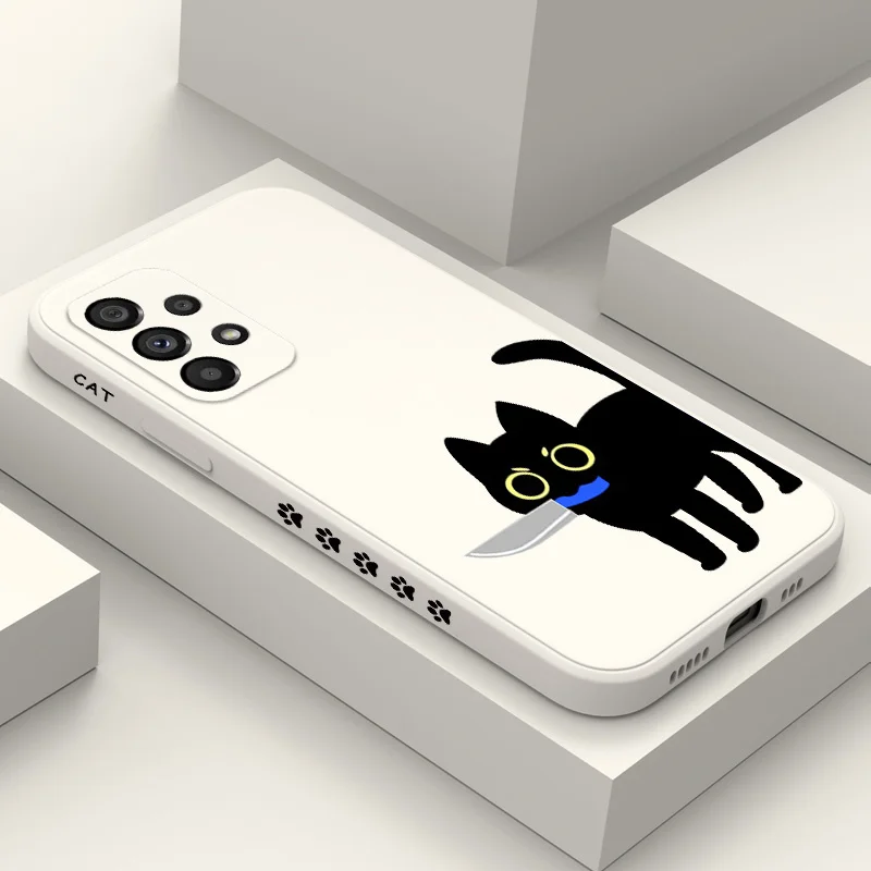 

Blade Black Cat Case For Samsung Galaxy A73 A53 A33 A23 A13 A03 A72 A52 A52S A32 A22 A12 A02 A02S A71 A51 A31 A21S 4G 5G Cover