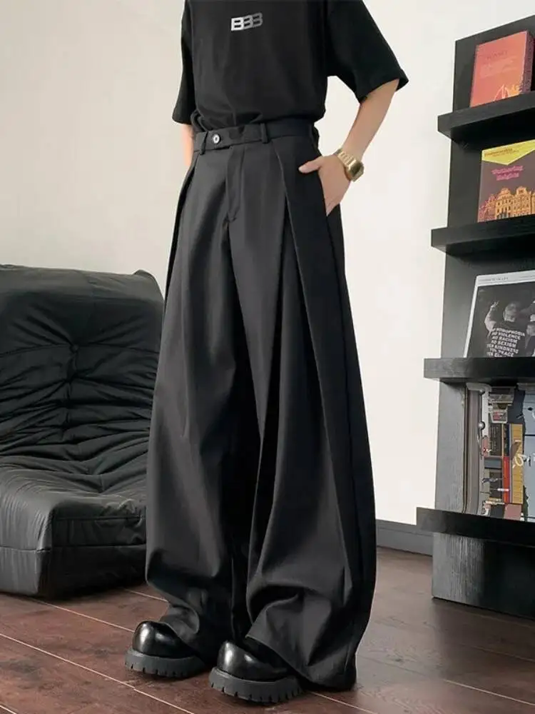 High Waist Men's Pants Summer New Straight Casual Suit Pants Slim Loose Breathable Wide Leg Pants Work Nine Point Pants 3XL