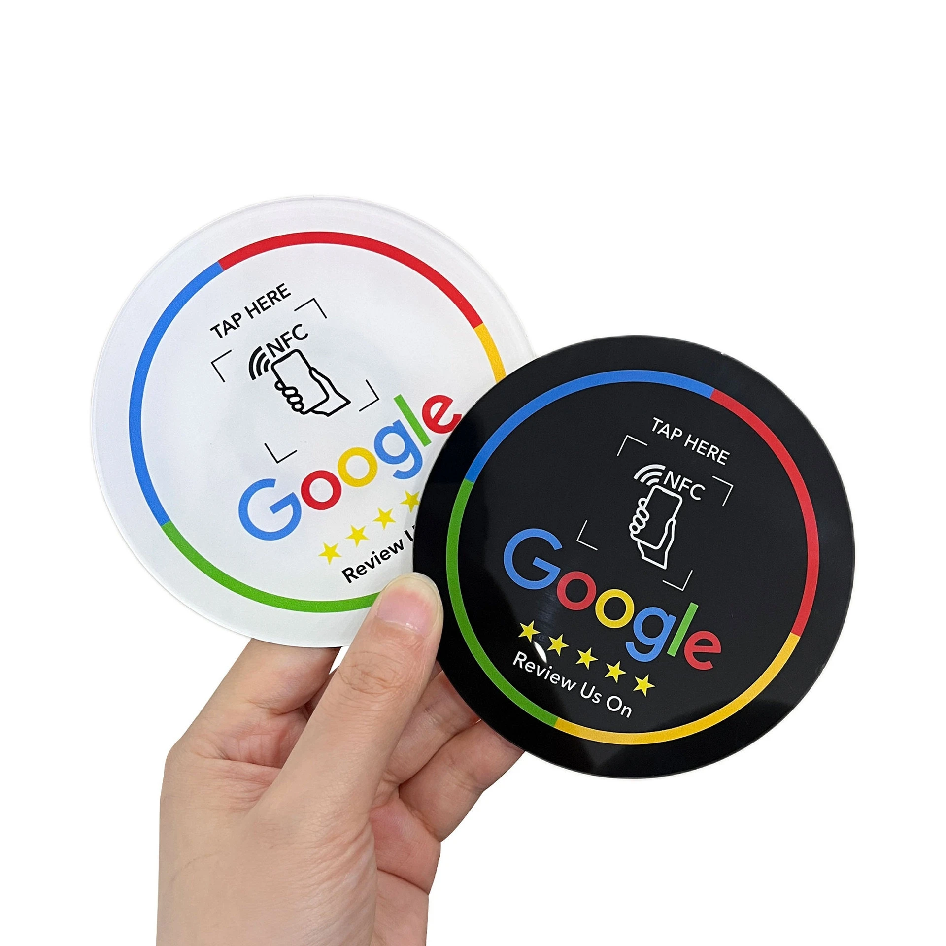 Programmable 13.56Mhz Google round Review Card NFC round Patch Card Brand Holder for Google Review Display