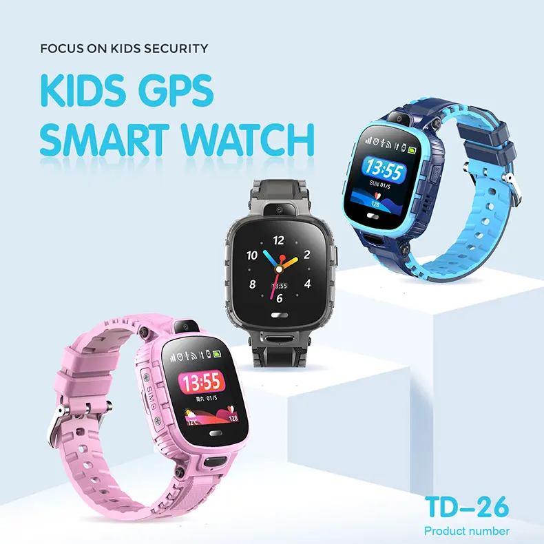 TD26 jam tangan pintar anak baru jam tangan telepon anak jam tangan pintar untuk anak laki-laki perempuan dengan kartu Sim foto kedap air IP67 GPS