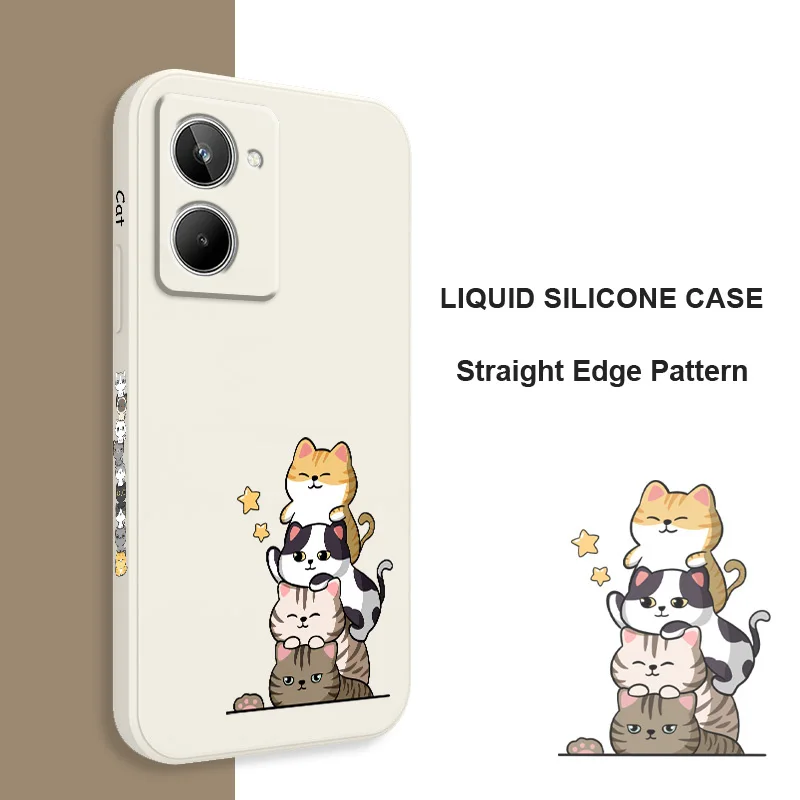 Stacked Cats Phone Case For OPPO Realme 10 10T 9 9i 8 8i 7 7i 6 Pro Plus C30 C31 C35 C1 C11 C12 C15 C20 C21Y C25 C25S Cover