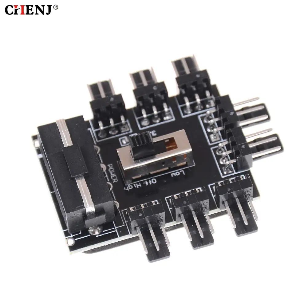 PC Computer IDE Molex 1 to 8 Multi Way Splitter Cooler Cooling Fan Hub 3pin 12V Power Socket PCB Adapter 2 Level Speed Control