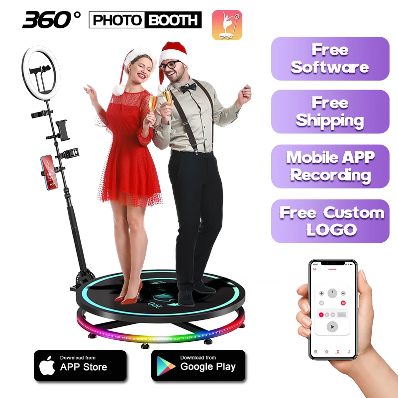 MWE 360 Photo Booth Machine with Flight Case & Battery Pack – Professional 360 Slow Motion Spin Camera Booth with Deluxe Customizable Suit, Portable Rotating Video Booth for Weddings, Parties, Corporate Events, Rentals, Birthdays, Anniversaries, and More