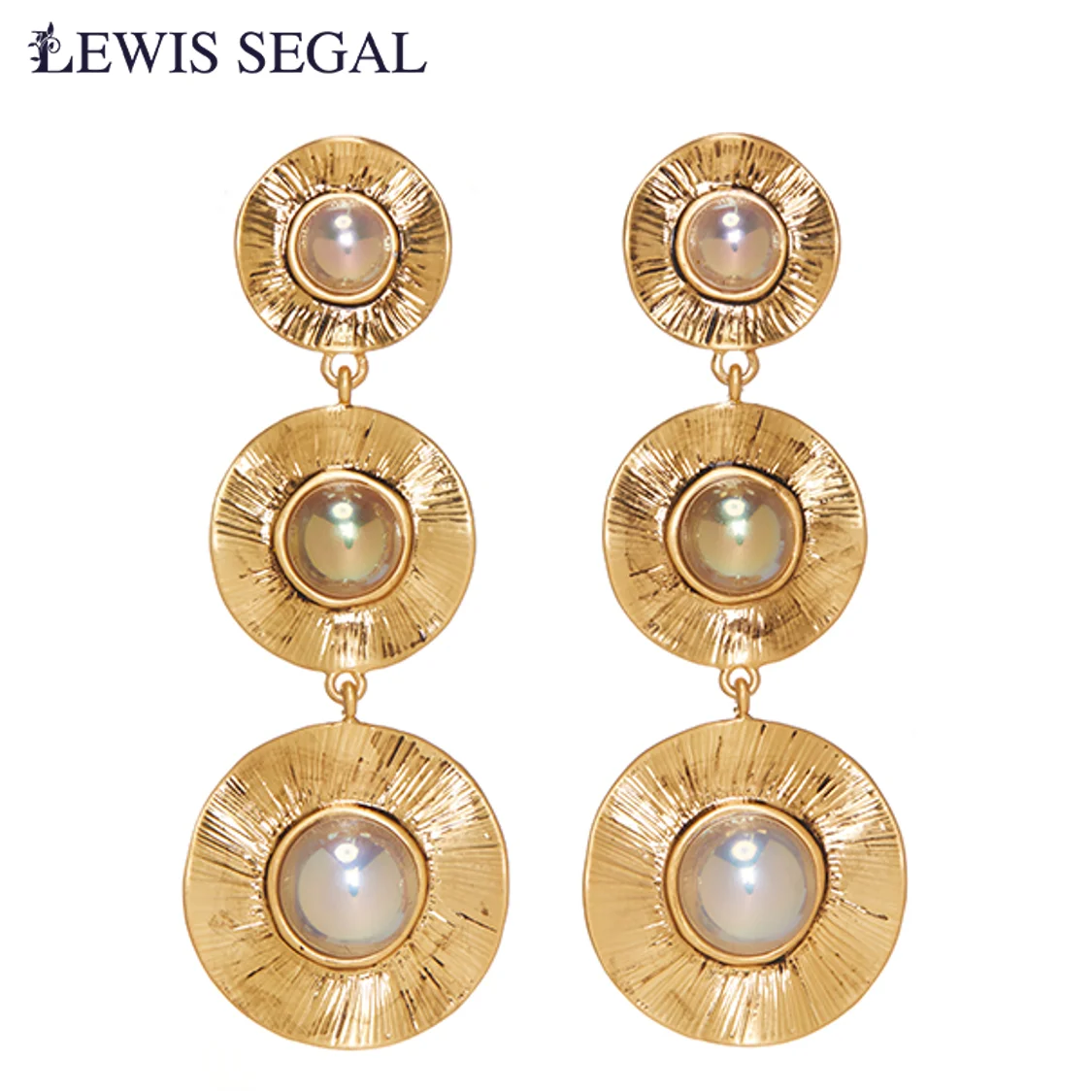 

LEWIS SEGAL 3 Rounds Type Stud Earrings for Women Medieval Style Luxury Fine Jewelry Mapei beads Embedded 18K Gold Plated