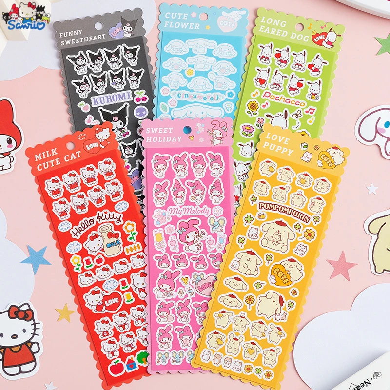 

Sanrio Hello Kitty Stickers Cartoon Anime Kawaii DIY Hand Account PVC Transparent Bronzing Decor Pack Material Scrapbook Sticker