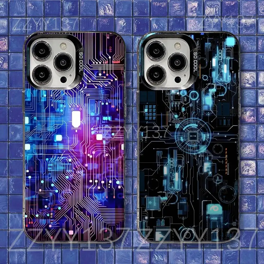 

Cool Circuit Board Phone Case For iPhone 16,15,14,13,12,11,8,7,Pro,Max,Plus,Mini,XS,SE Shockproof Matte Cover