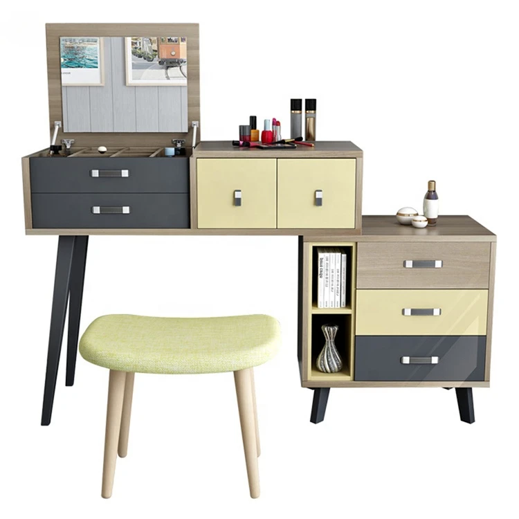 Nordic Style Creative Design Wooden Combinable Dressing Table Dresser