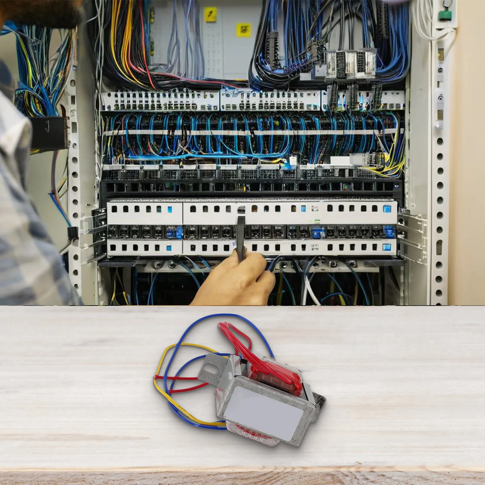 

50*45*43mm EI Transformer Copper Wire Construction 12V Output Voltage 24V Output Voltage Flame Retardant Material