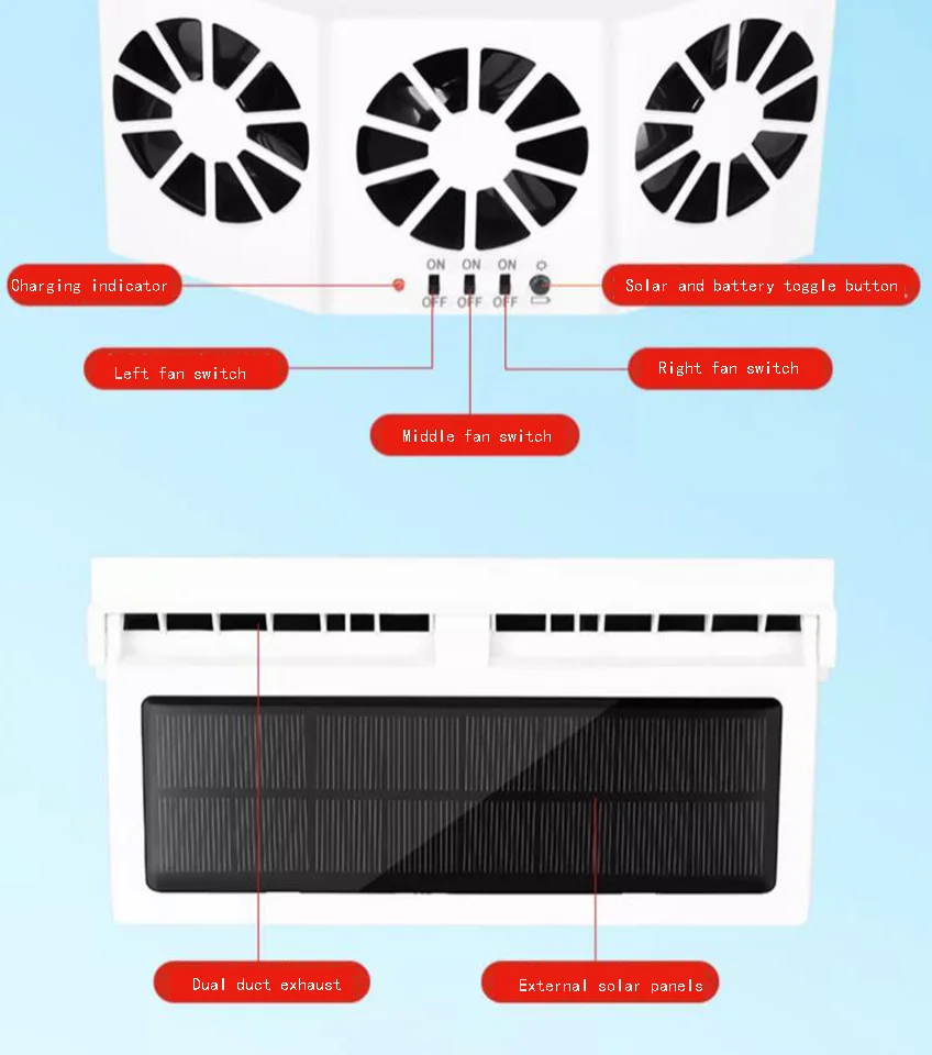 Solar Exhaust Fan Car Window Summer Exhaust Radiator Ventilation Fan Car Cooling