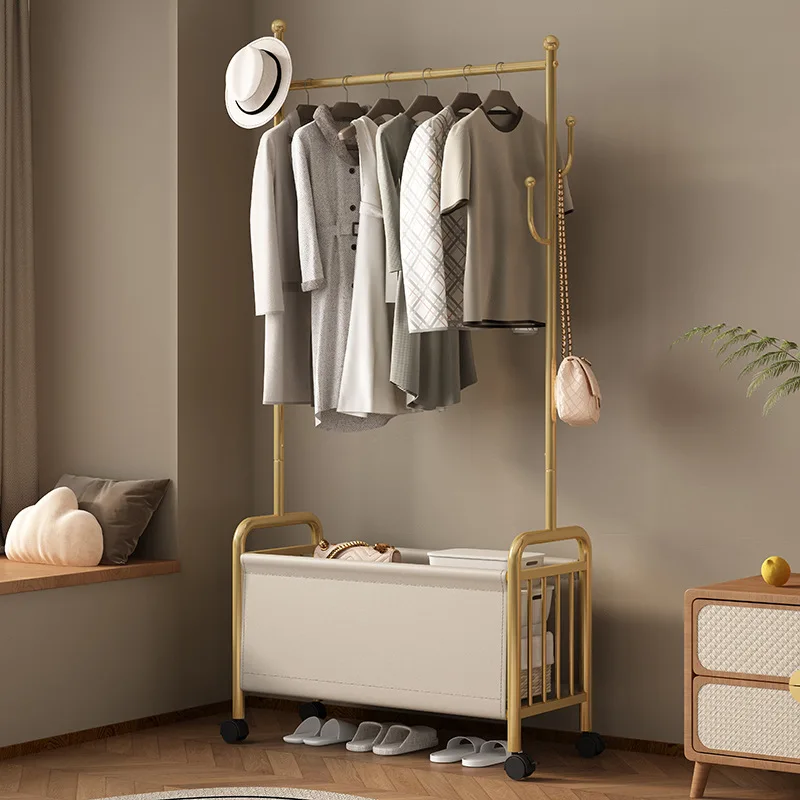 ey-Movable floor coat rack bedroom apartment light luxury clothing rack space saving muebles para
