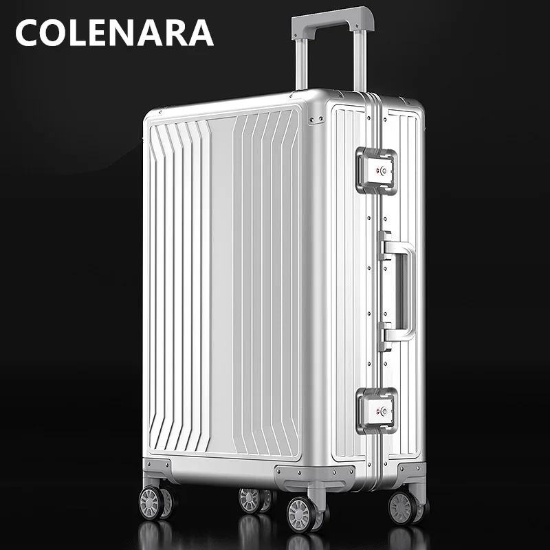 COLENARA Gepäck, großer Business-Trolley, 20 Zoll, komplett aus Aluminium, Magnesiumlegierung, Boardingbox, 61 cm, 28 Zoll Koffer