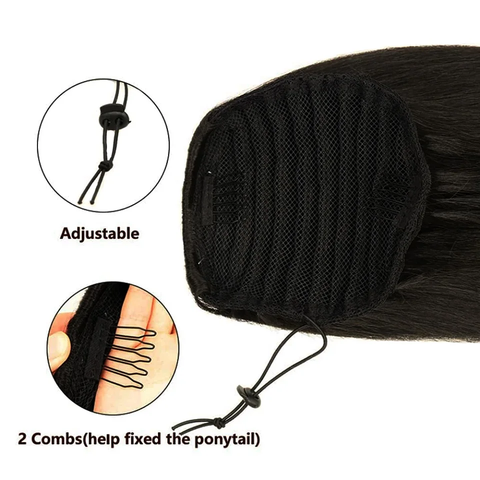 Water Wave Drawstring Ponytail Extension, Human Hair, Curly, Brazilian Virgin, 8-26 Inch