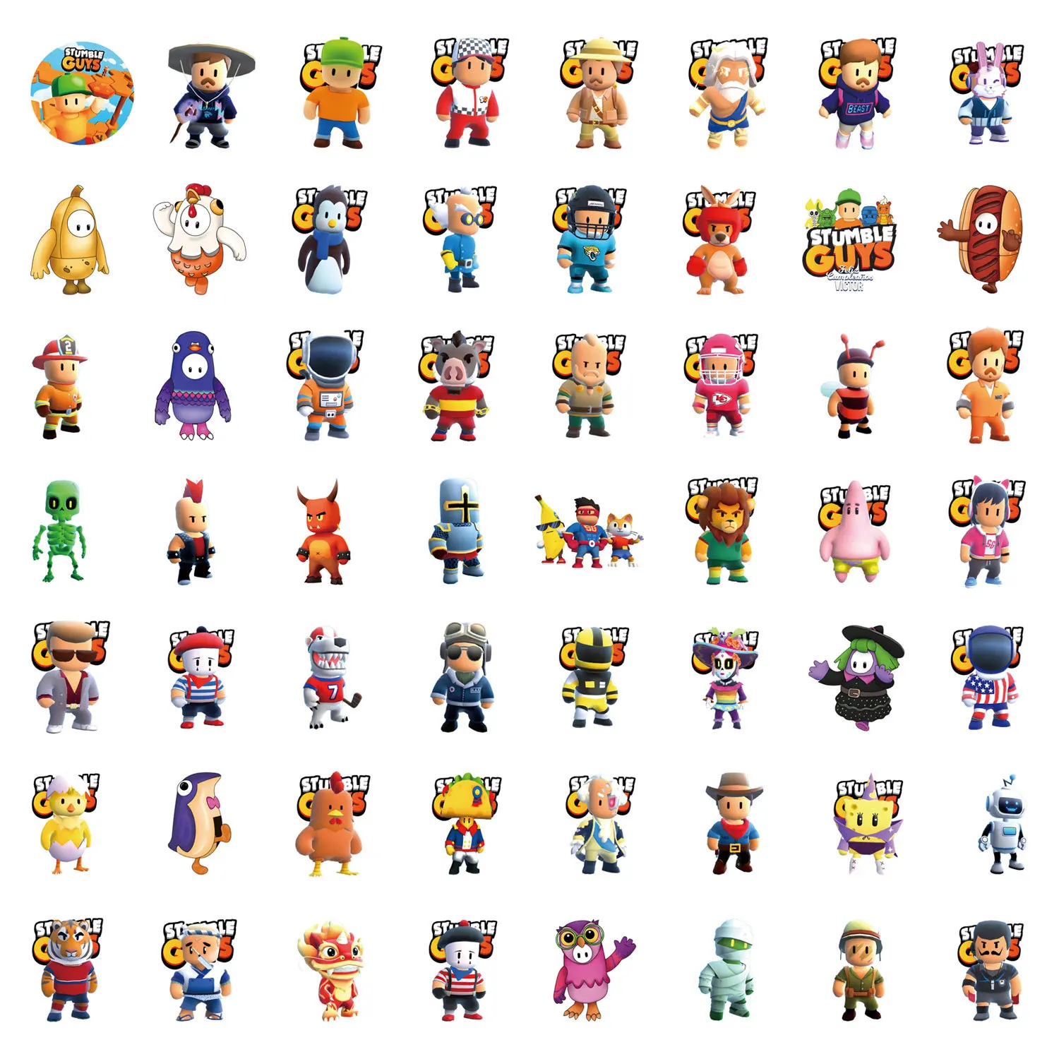 10/30/55PCS Funny Stumble Guy Stickers Cartoon Graffiti Sticker Game DIY Scrapbook Luggage Laptop Car Bike Skateboard Kids Toy