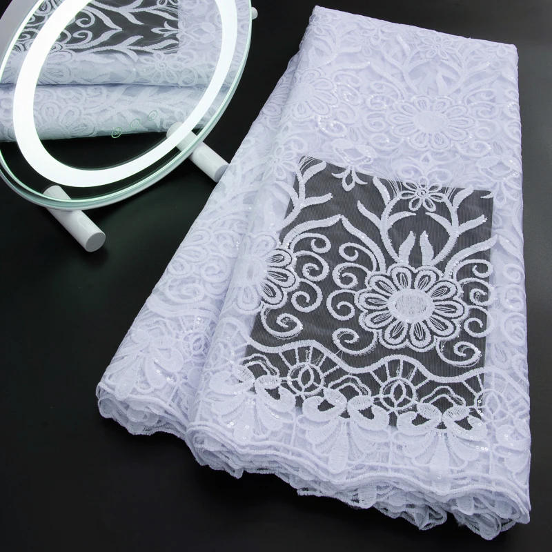 

Последняя вышивка, французская нигерийская сетка, фототкань 2023, Африканский молочный тюль, кружевная ткань, блестки для женского платья, отделка SewA3089