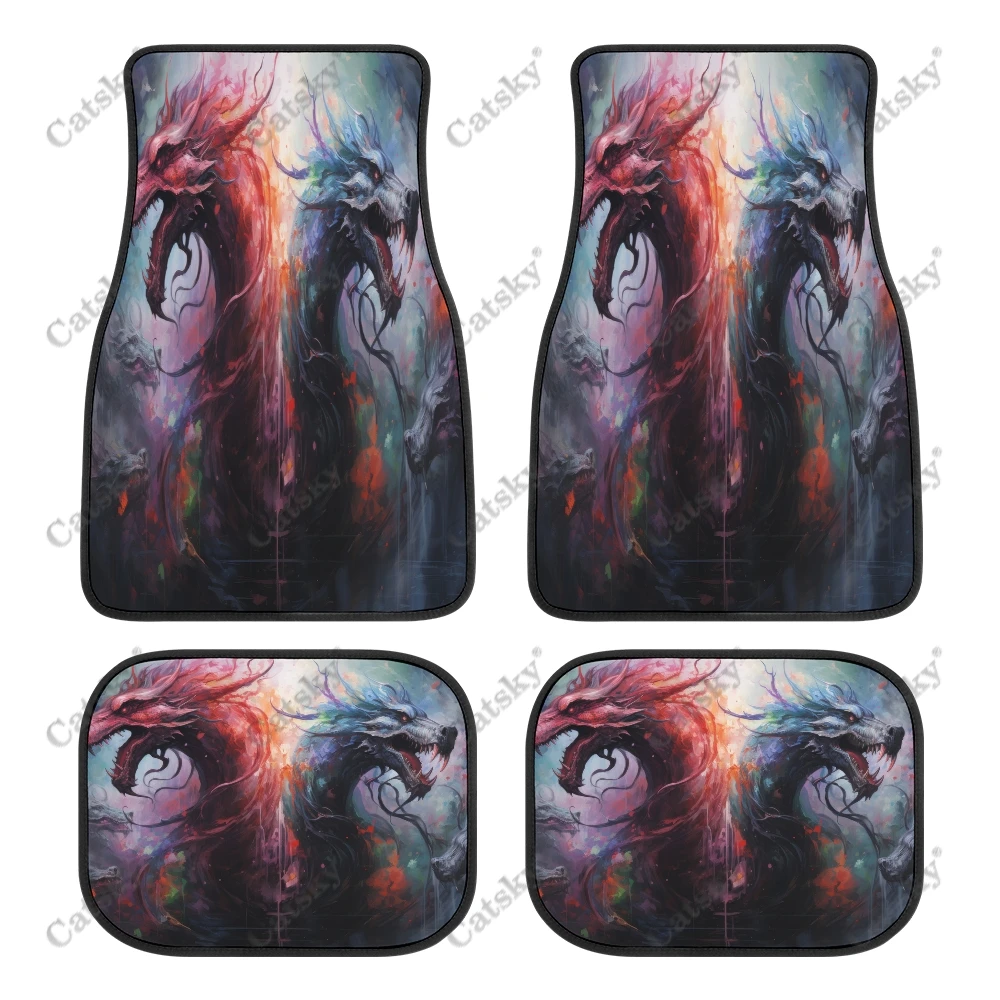 Ferocious Storm Dragon Car Auto Floor Mats Carpet, 4PCS Customized Cars Mat All Weather Automotive Vehicle Pad Stylish