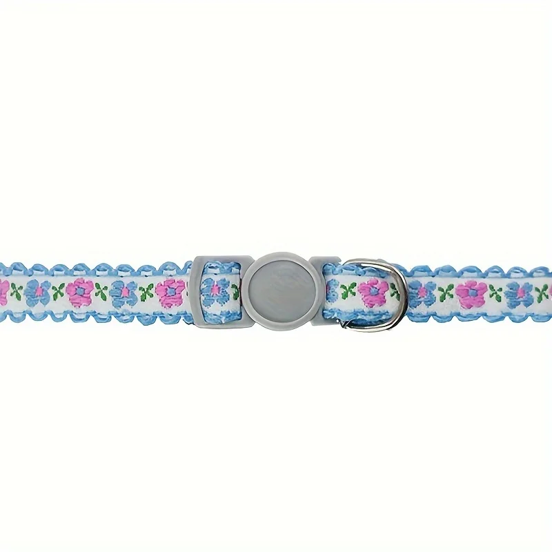 Exquisite Floral Embroidered Cat Collars, Adjustable And Durable Pet Collars, Cat Supplies, Cute Cat Collar With Bell   Perfect