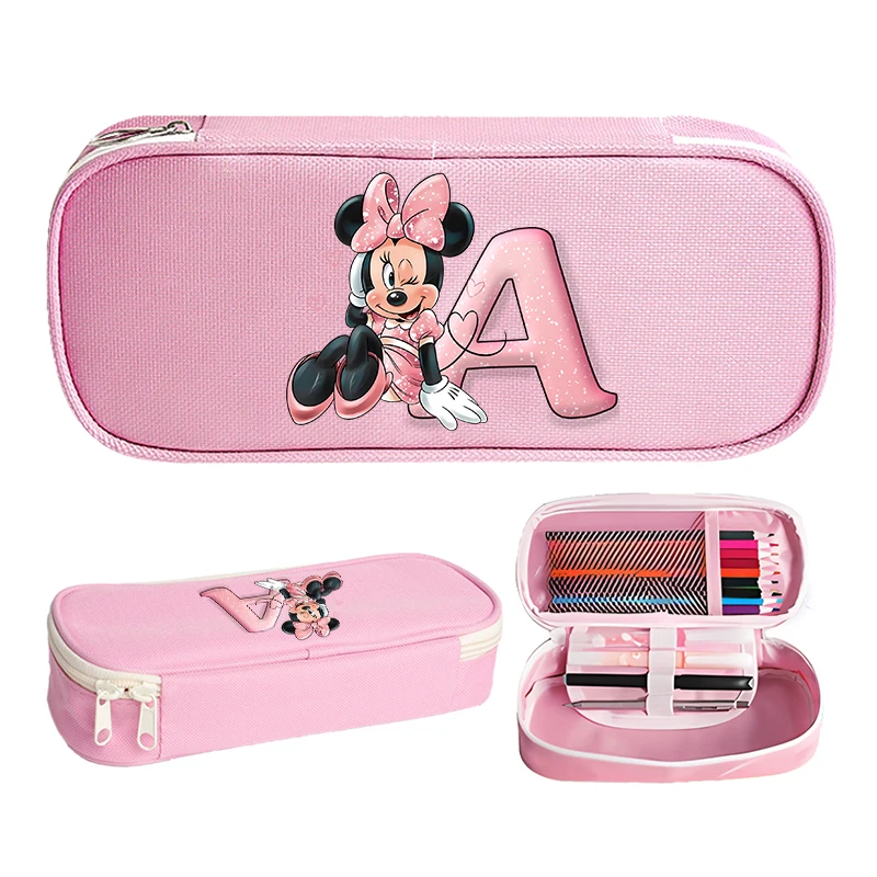 Mickey Minnie Mouse Pencil Box Student School Supplies Stationery Kids Penbag Pencilcase Kawaii Boys Girls Birthday Cute Gifts