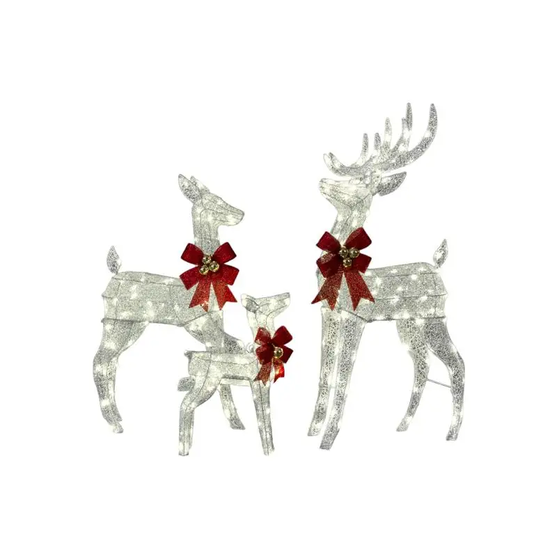 

Семейный набор рождественских оленей с подсветкой из 3 предметов, уличные украшения, устойчивый к атмосферным воздействиям семейство сверкающих оленів, предварительно освещенный 210 светодиодов, теплый