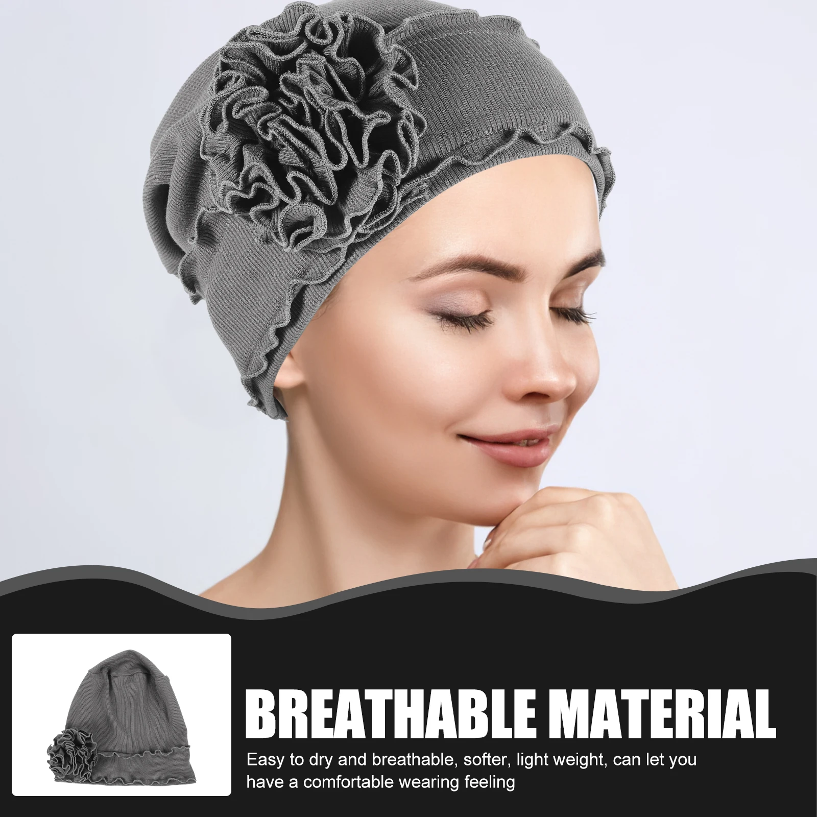 

Женский тюрбан, головной убор с химиотерапией, большая шапка с цветочным декором, дышащий удобный чехол на голову для чувствительной кожи головы, легко носить, прочный