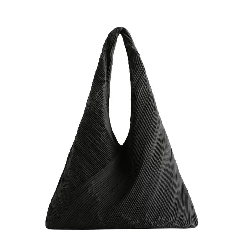 2026 Fashion New Wrinkle Stripe Large Capacity Tote Women Bag Simple And Versatile Personalized Luxury Single Shoulder Bag Trend