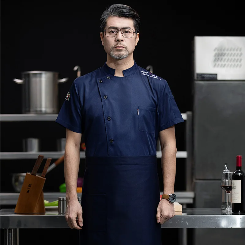 Uniforme de trabalho do chef dos homens manga curta catering hotel restaurante bolo loja cantina cozinha feminino branco verão manga longa workwear