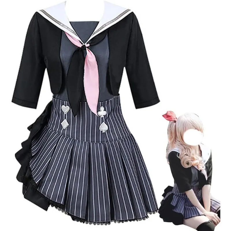 

Game Akiyama Mizuki Cosplay Costume Sailor Suit Skirt JK Black Dress School Uniform Role Play Outfit for Women Girl Theme Party