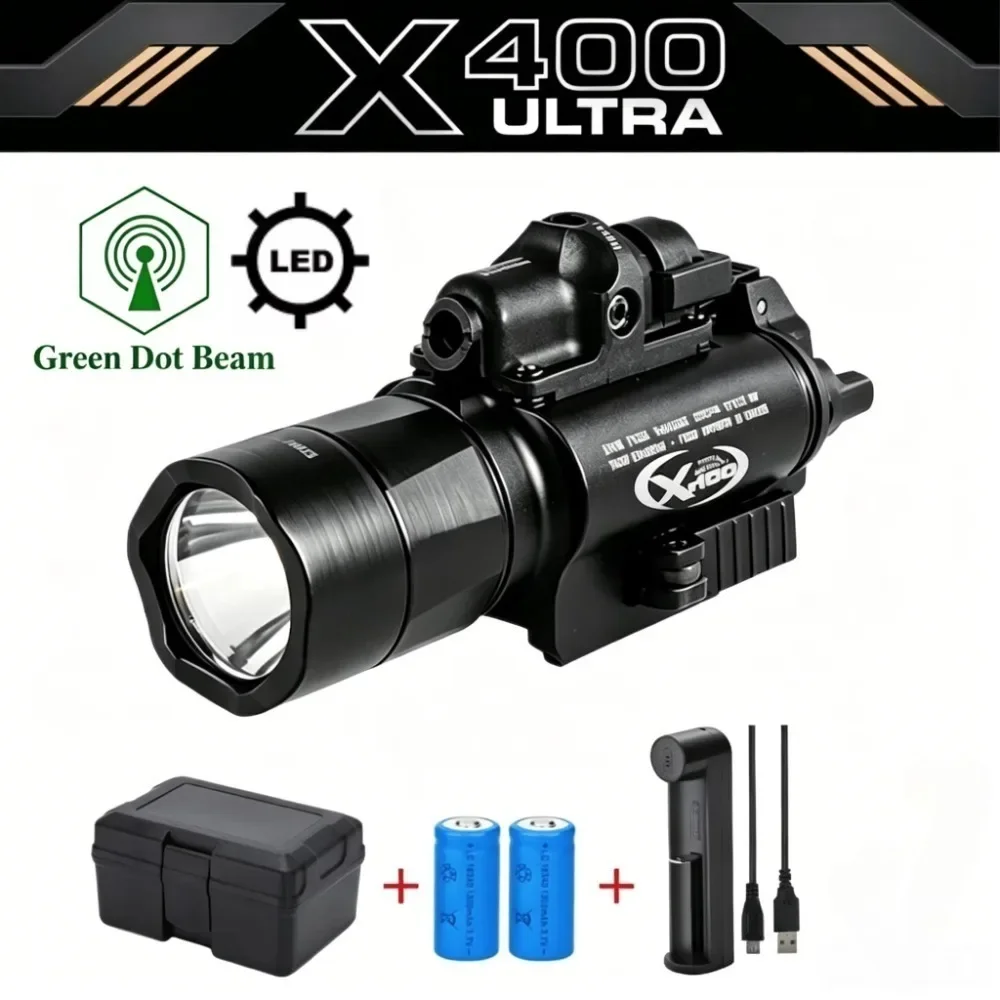 X400/X300 Taktische Taschenlampe Combo Rot-Grün-Punkt 1000 Lumen LED-Visierlicht für Picatinny-Schiene, Airsoft & Jagd – Detail 2