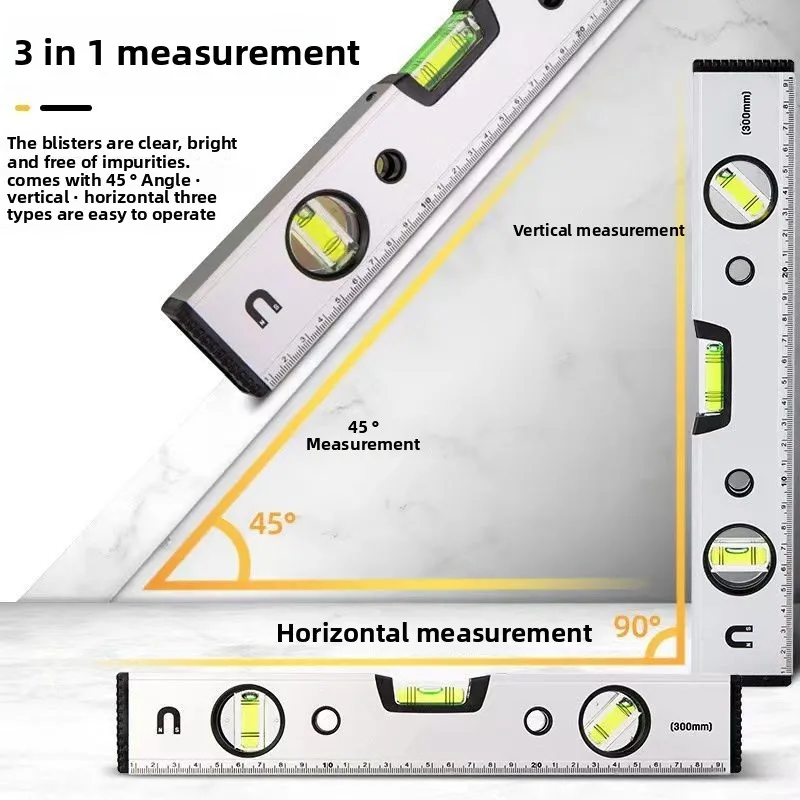 Магнитный торпедный уровень Duty, алюминиевый 3-флаконный противоударный пузырьковый уровень высокой видимости, инструмент для строительства, обработки металла