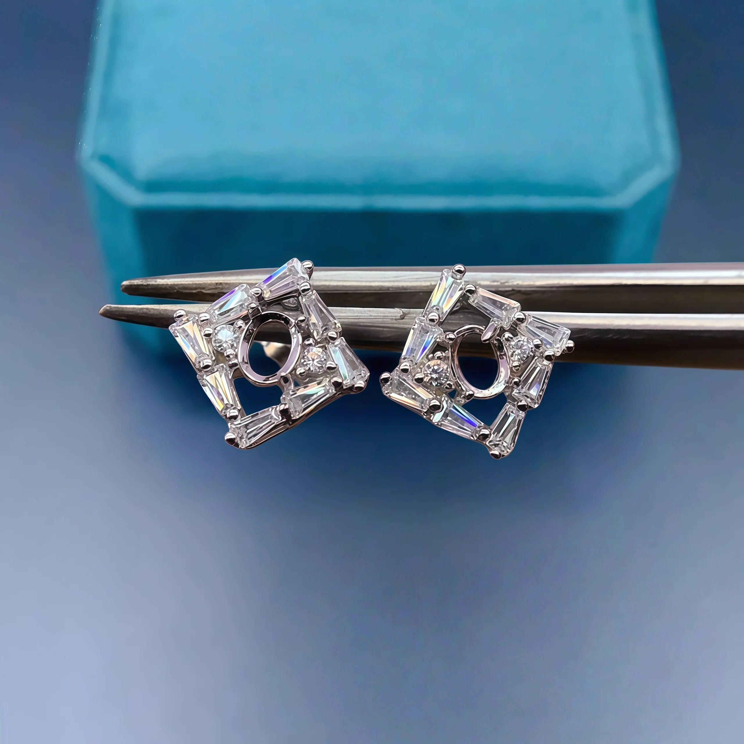 

S925 Sterling Silver Earrings Holder DIY Empty Settings 3*4mm Oval Stone Fashion for Women Fine Charm Luxury Jewelry