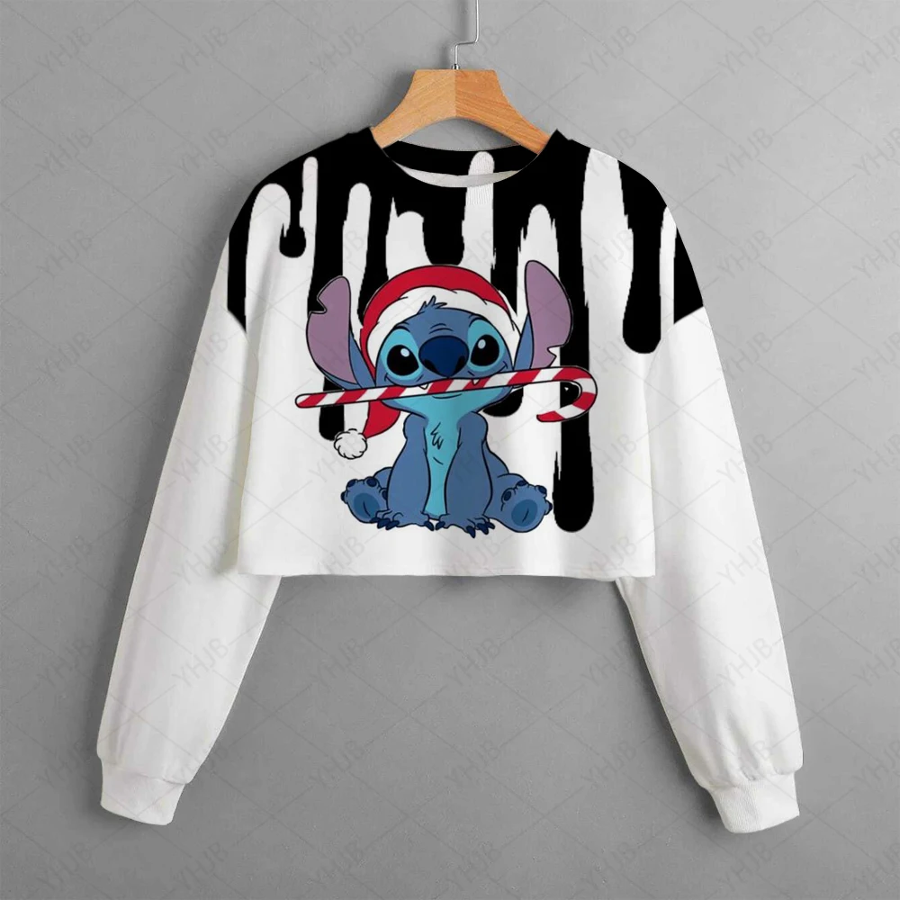 

Casual New Autumn Disney Christmas Children's Clothing Print Girls Short Hoodie Sweater Stitch Comfortable and Cute Top