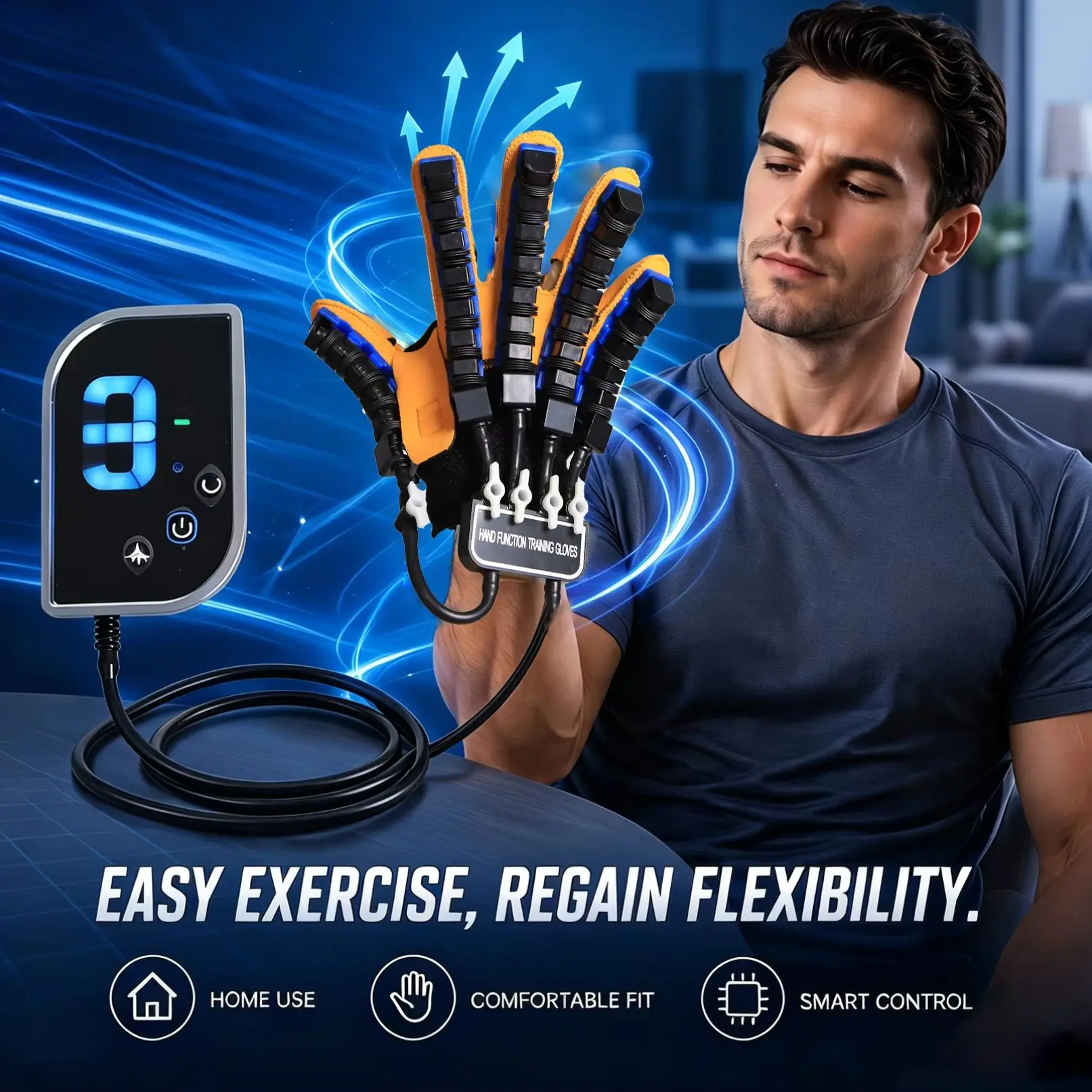Smart Robotic Training Glove for Hand Exercise Electric Finger Flexibility Workout Device Home Fitness Tool