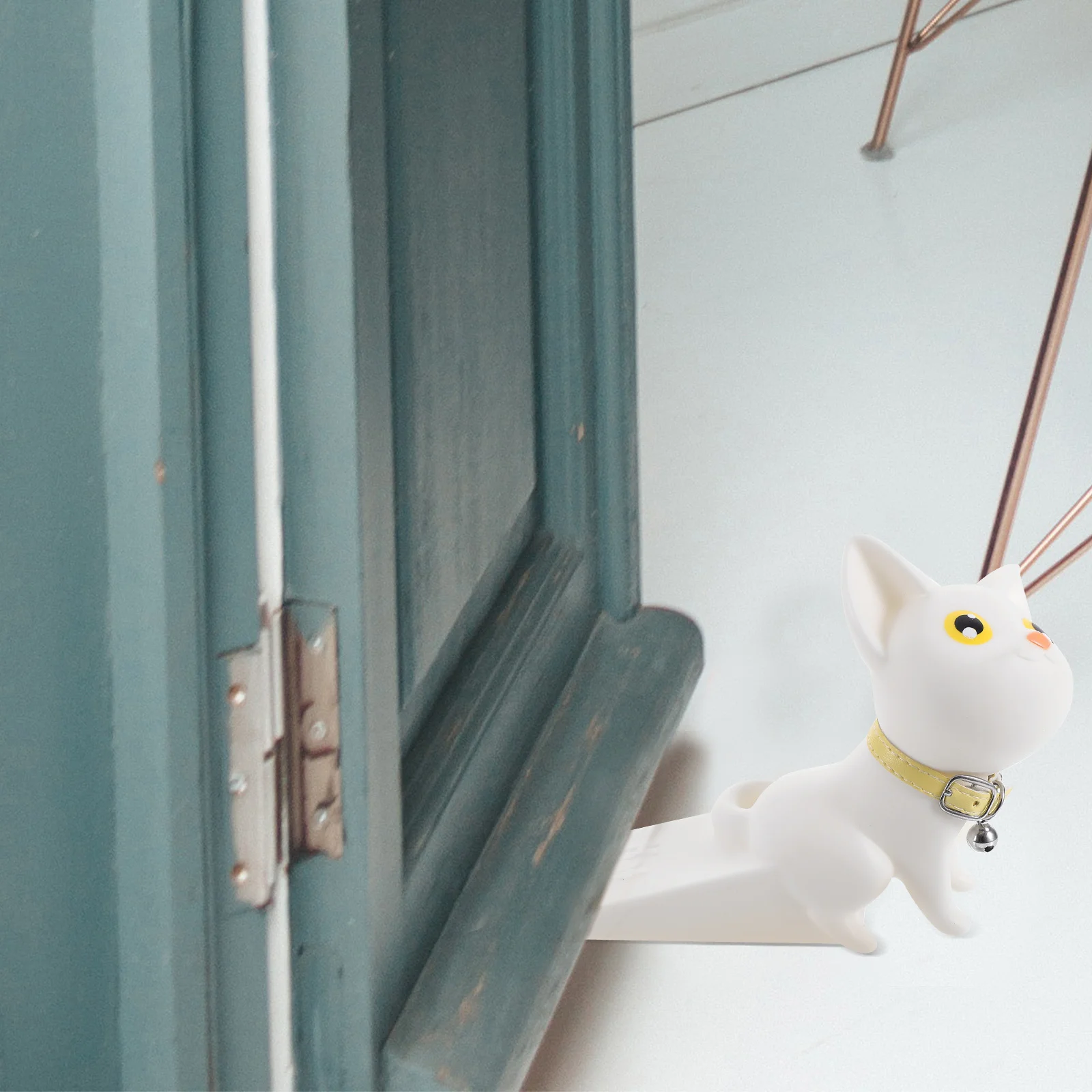 

Unique Cat Design Door Stopper Black Lightweight PVC Source Material Securely Open Doors Decorative Home Use on Carpet Wood