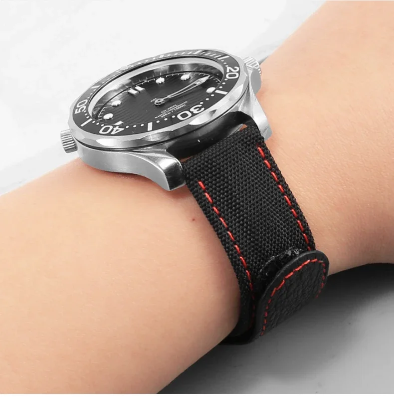 20 mm 21 mm Klettverschluss Canvas Uhrenarmband männlich für Rolex Daytona Omega Seahorse Rudder Bay Seiko Nylon-Uhrenarmband – Detail 6