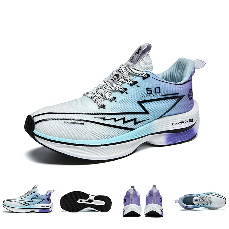 

Men Sport Shoes Professional Cushioned Carbon Plate Running Shoes Breathable Lace-up Casual Sneakers Marathon Athletic Footwear
