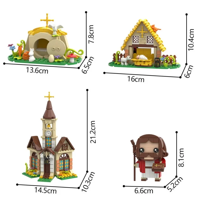 

MOC Easter Jesus Nativity Scene Building Blocks Christian Church Shepherd Construction Set Holy Holiday Toy Kids DIY Gifts